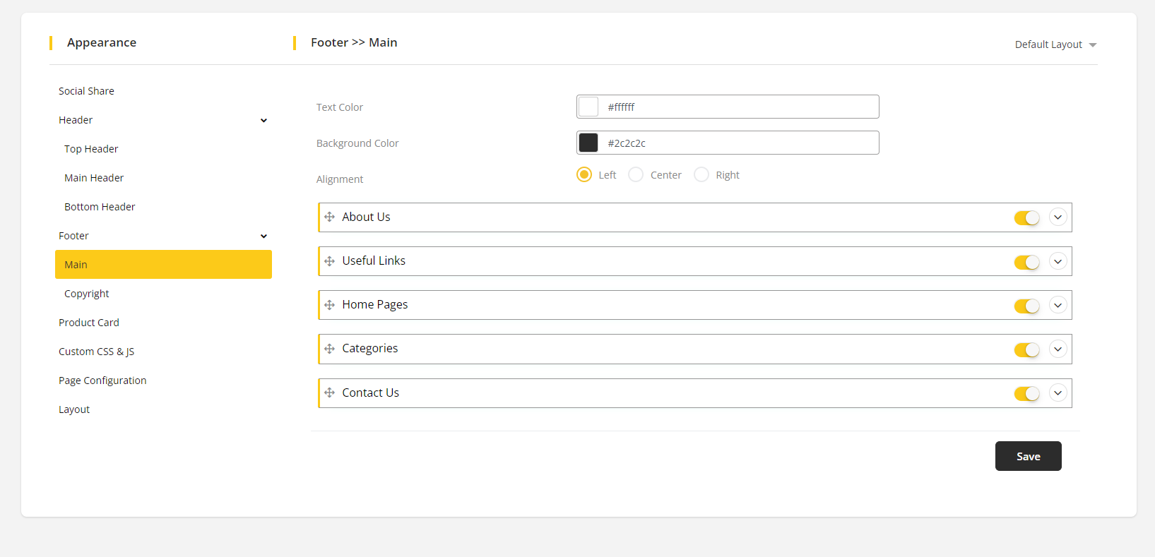 User tab of User exporting