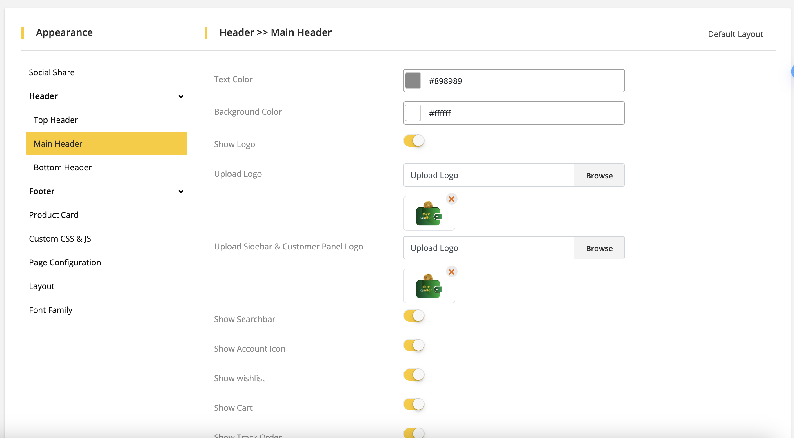 User tab of User exporting