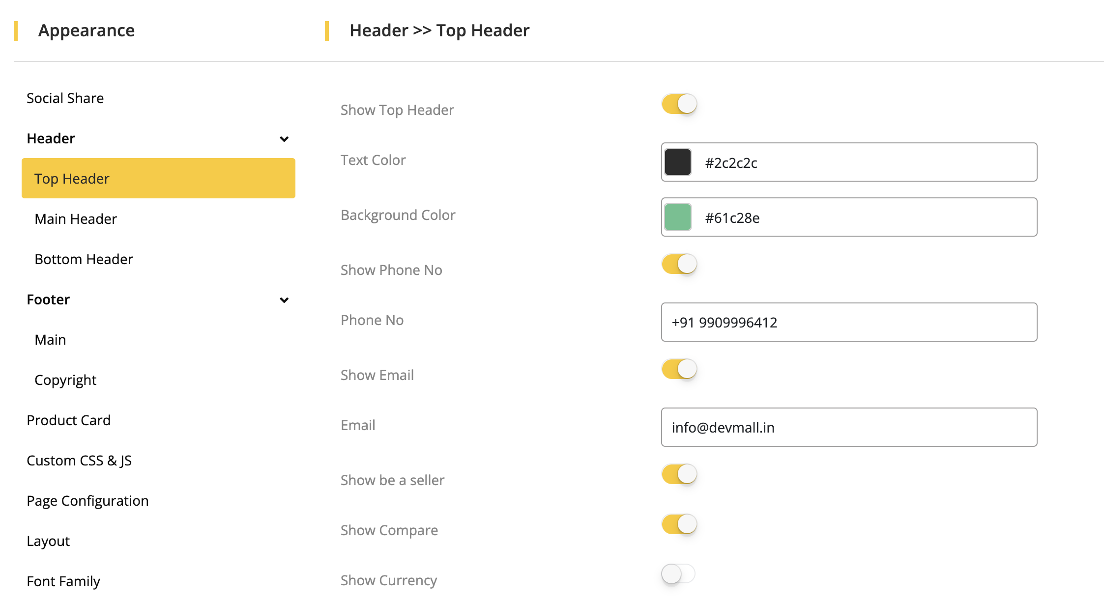 User tab of User exporting