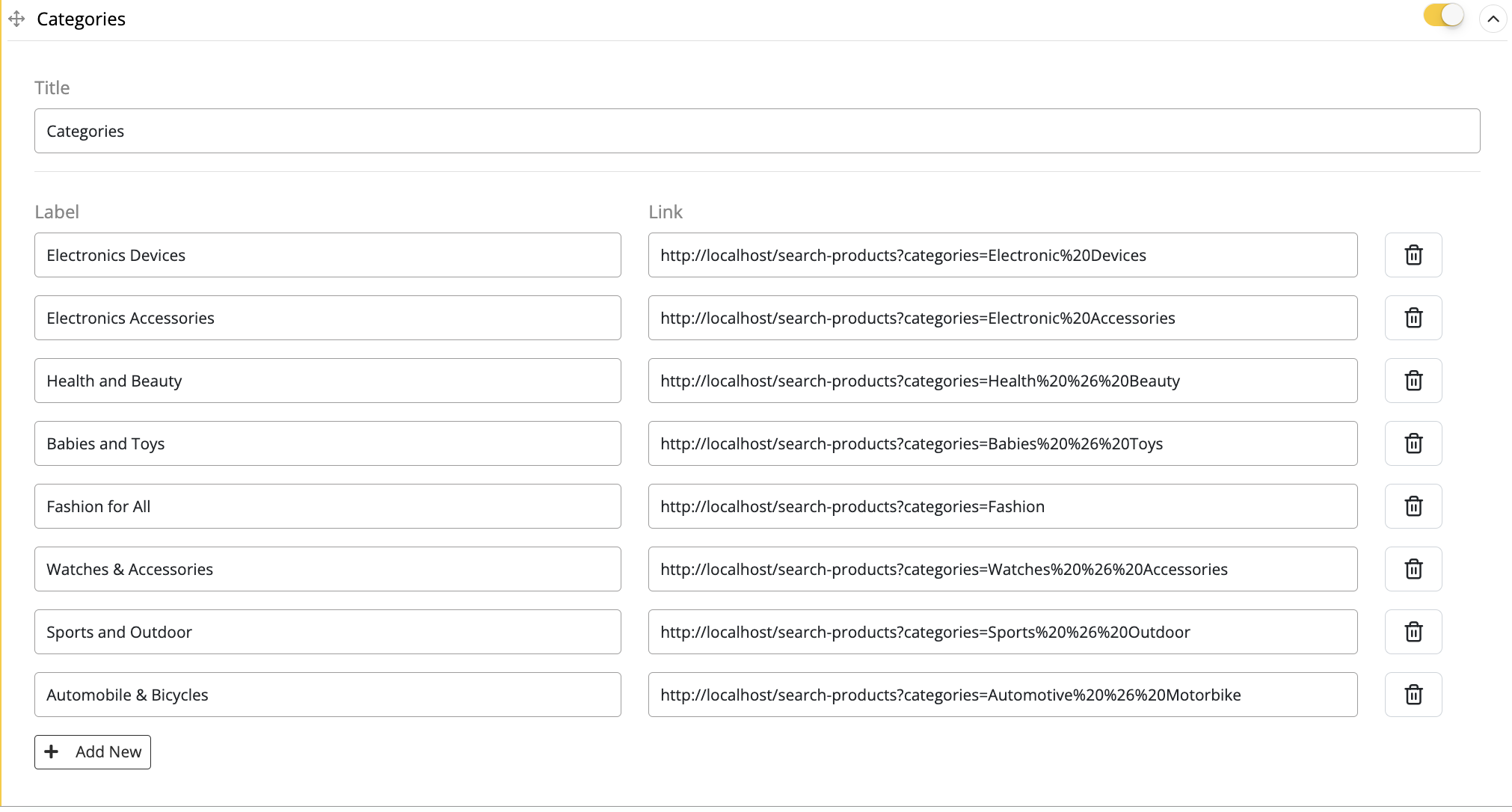 User tab of User exporting
