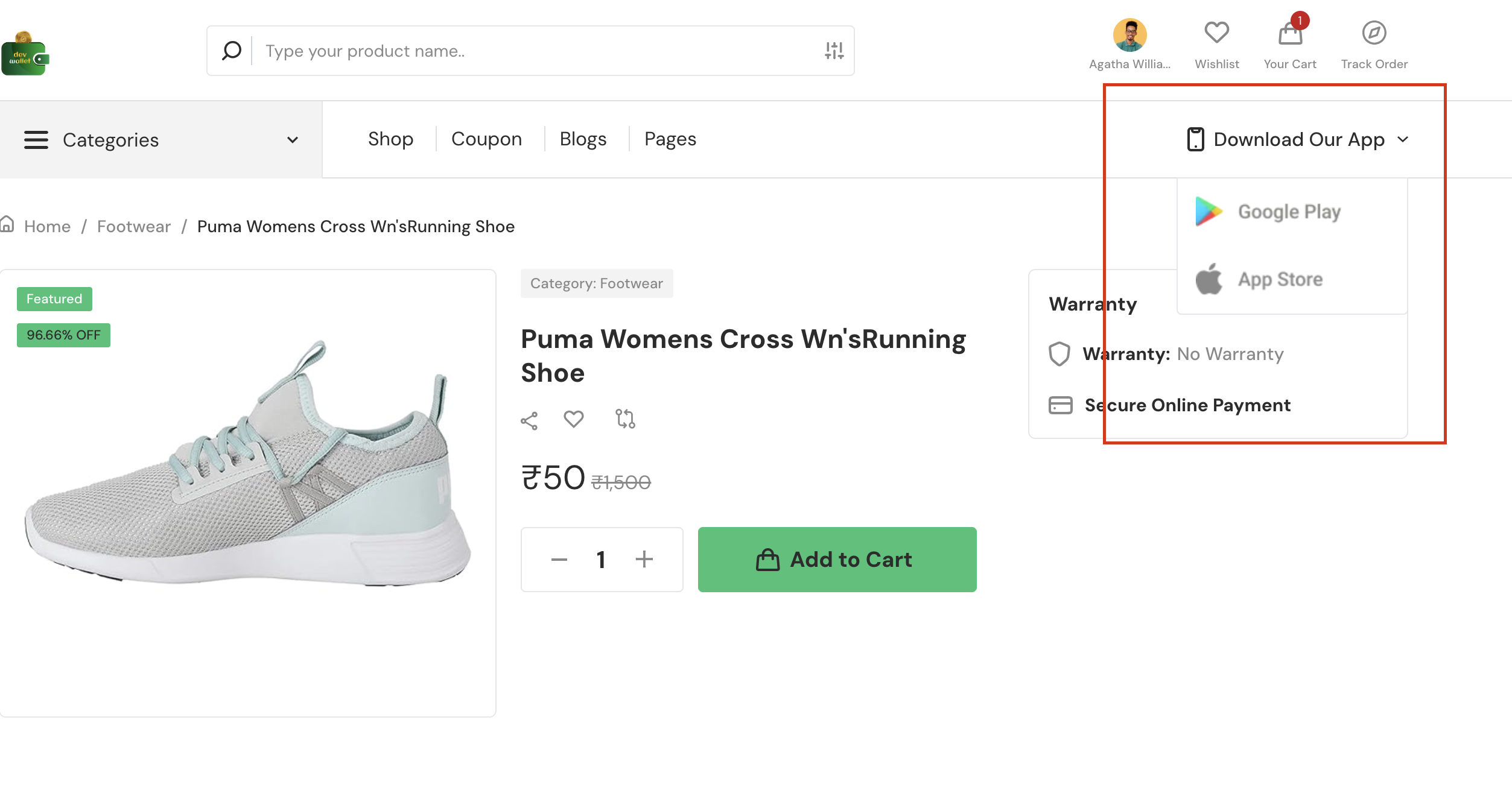 User tab of User exporting