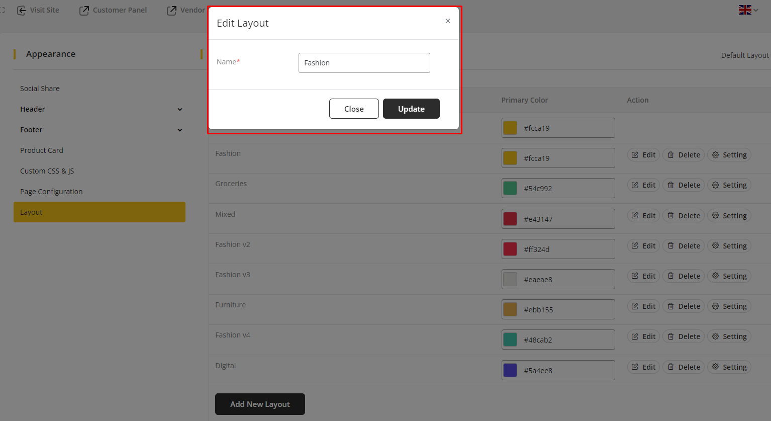 User tab of User exporting