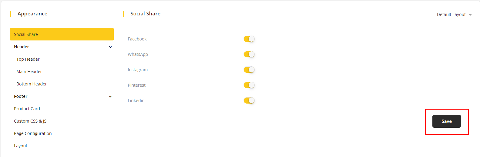 User tab of User exporting