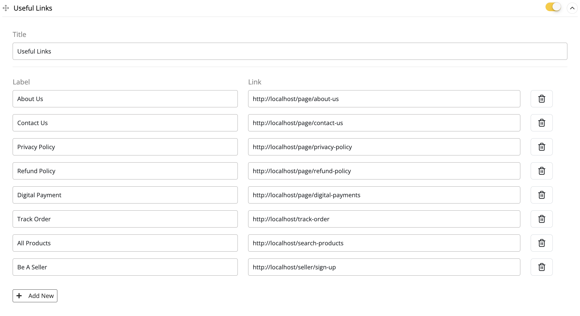 User tab of User exporting
