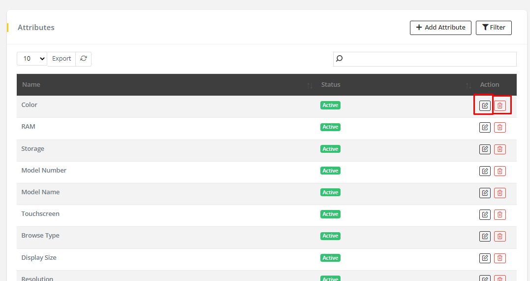 User tab of User exporting