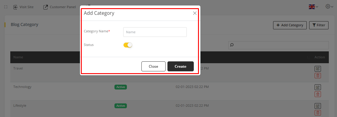 User tab of User exporting