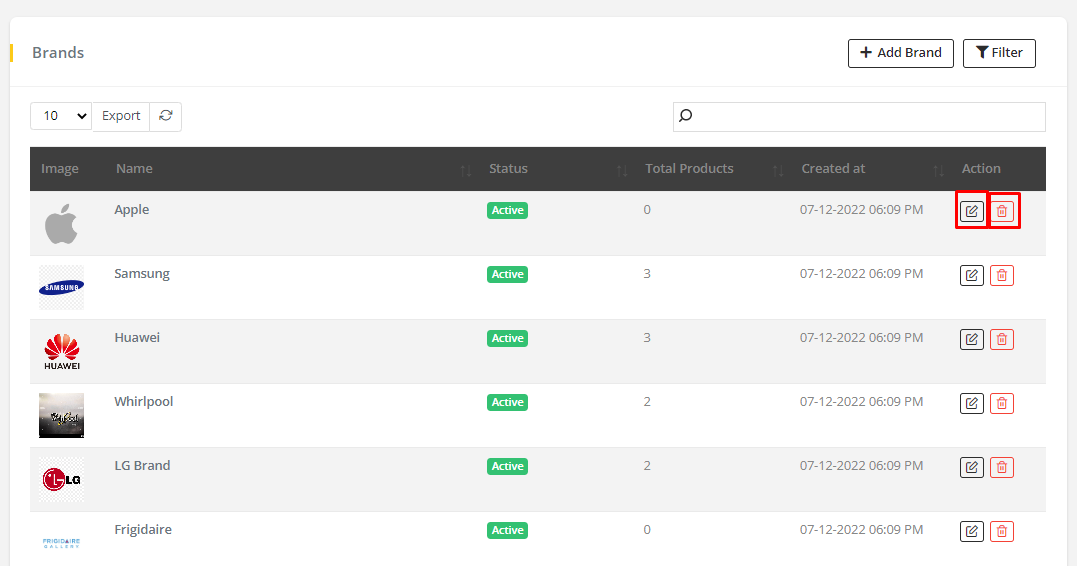 User tab of User exporting