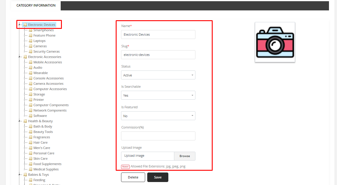 User tab of User exporting