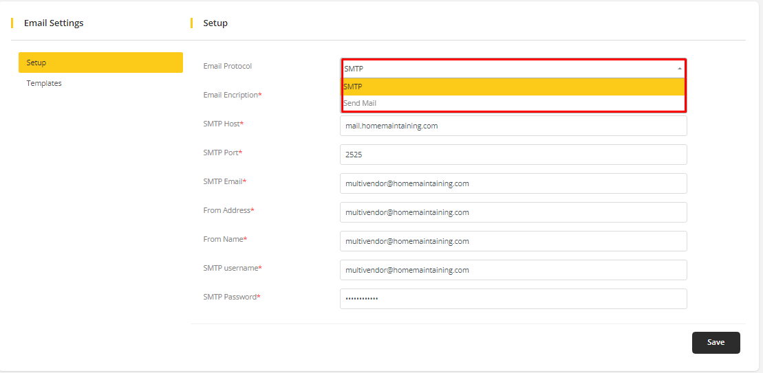 User tab of User exporting