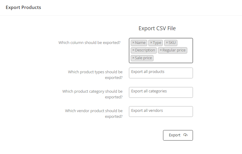 User tab of User exporting
