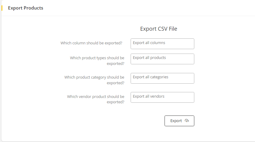 User tab of User exporting