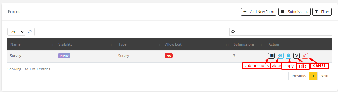 User tab of User exporting