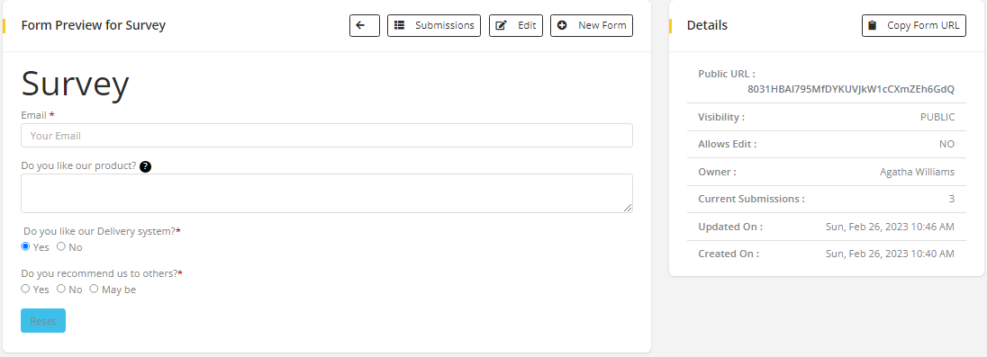 User tab of User exporting