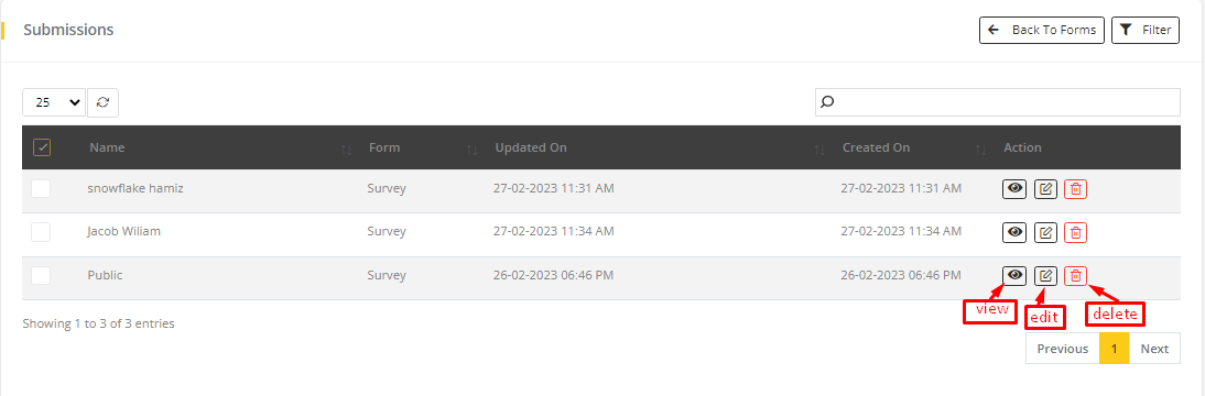 User tab of User exporting