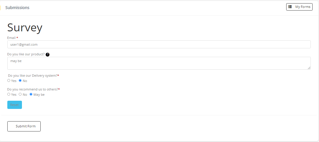 User tab of User exporting