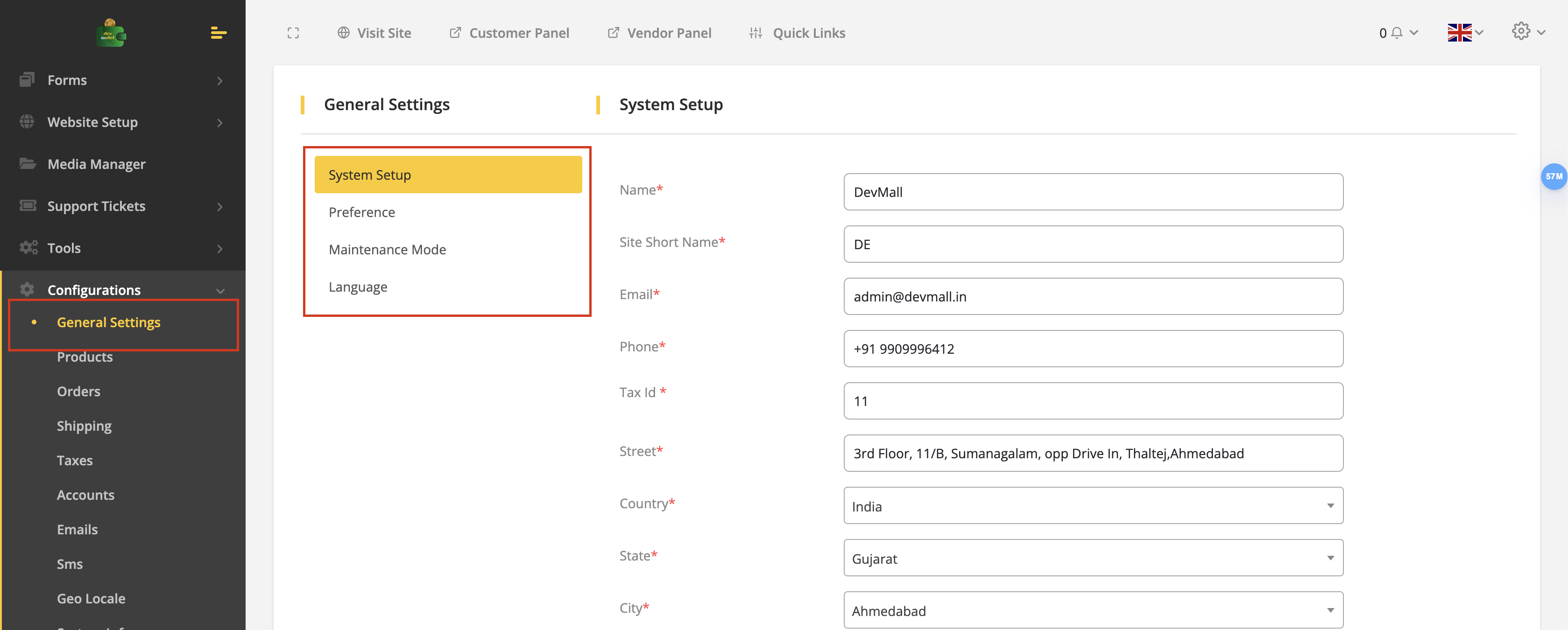 User tab of User exporting