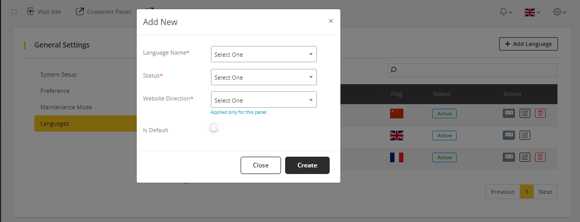 User tab of User exporting