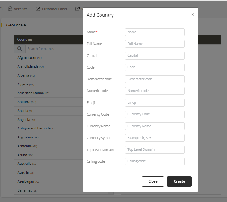 User tab of User exporting