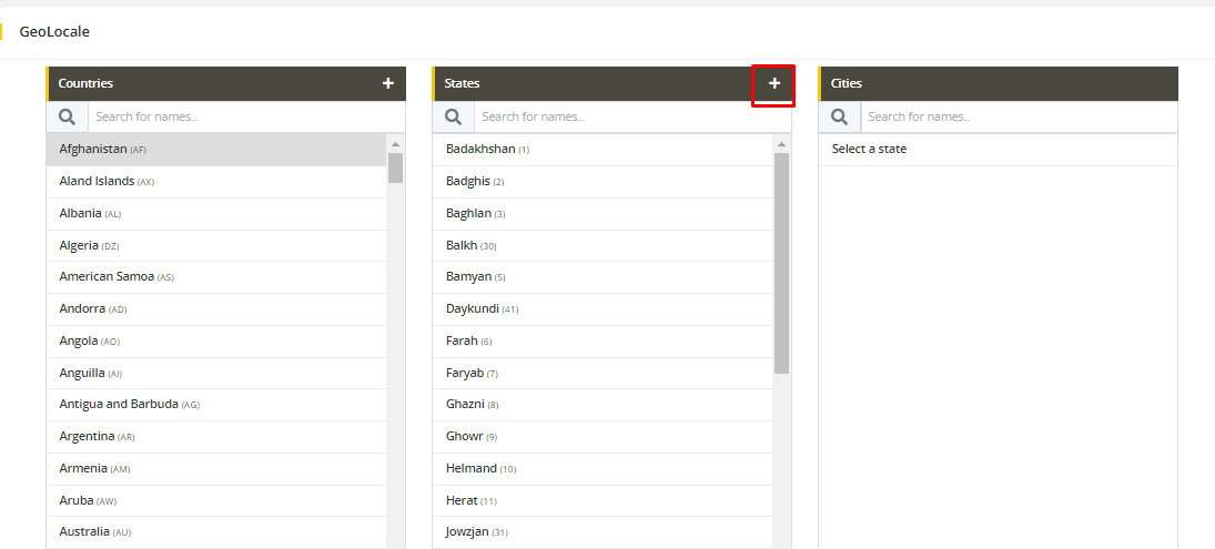 User tab of User exporting