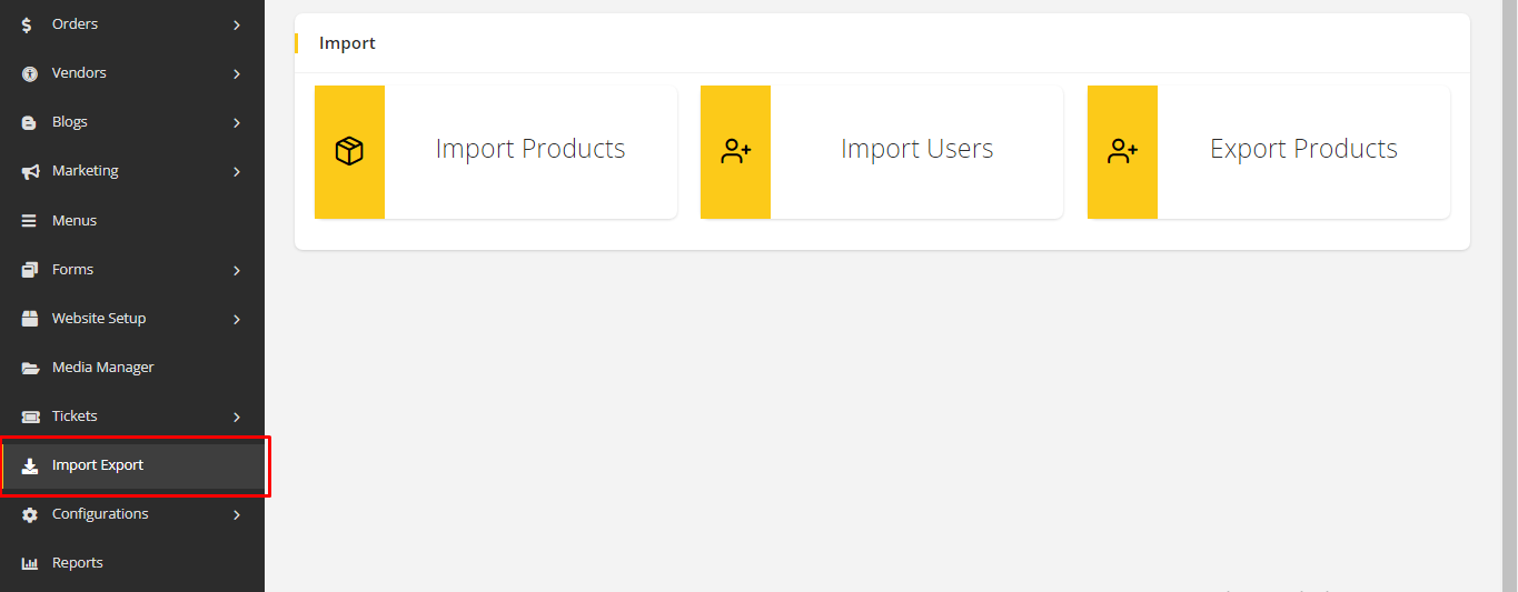 User tab of User exporting