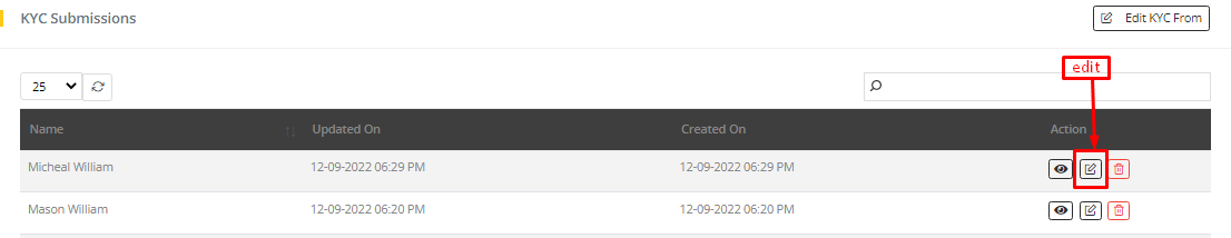 User tab of User exporting