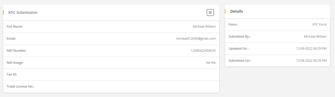 User tab of User exporting