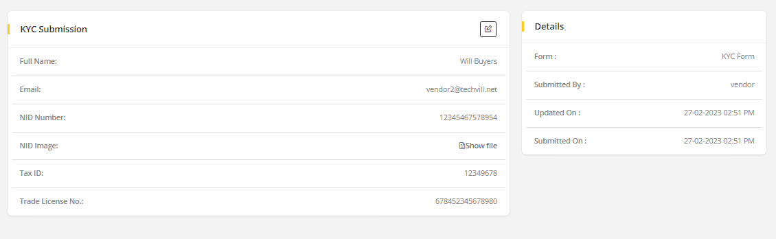 User tab of User exporting