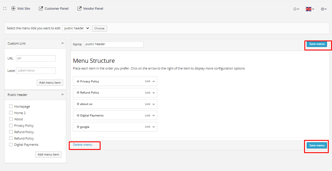 User tab of User exporting