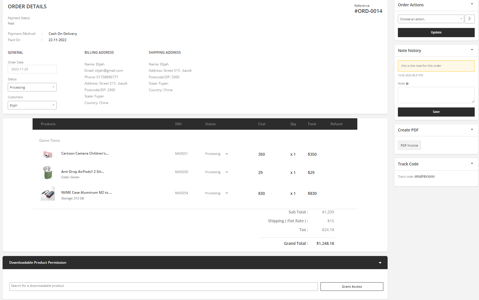User tab of User exporting