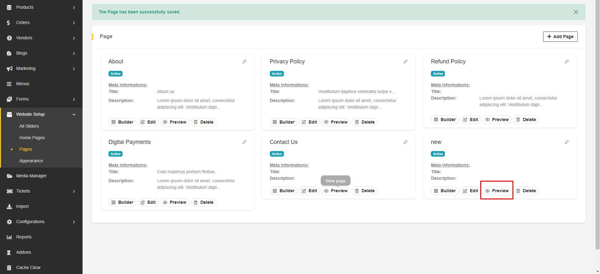 User tab of User exporting