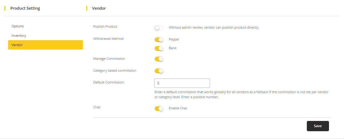 User tab of User exporting
