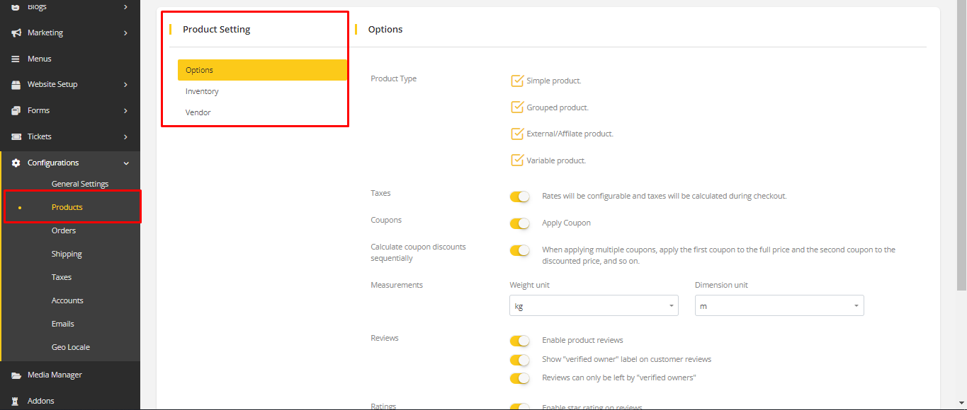 User tab of User exporting