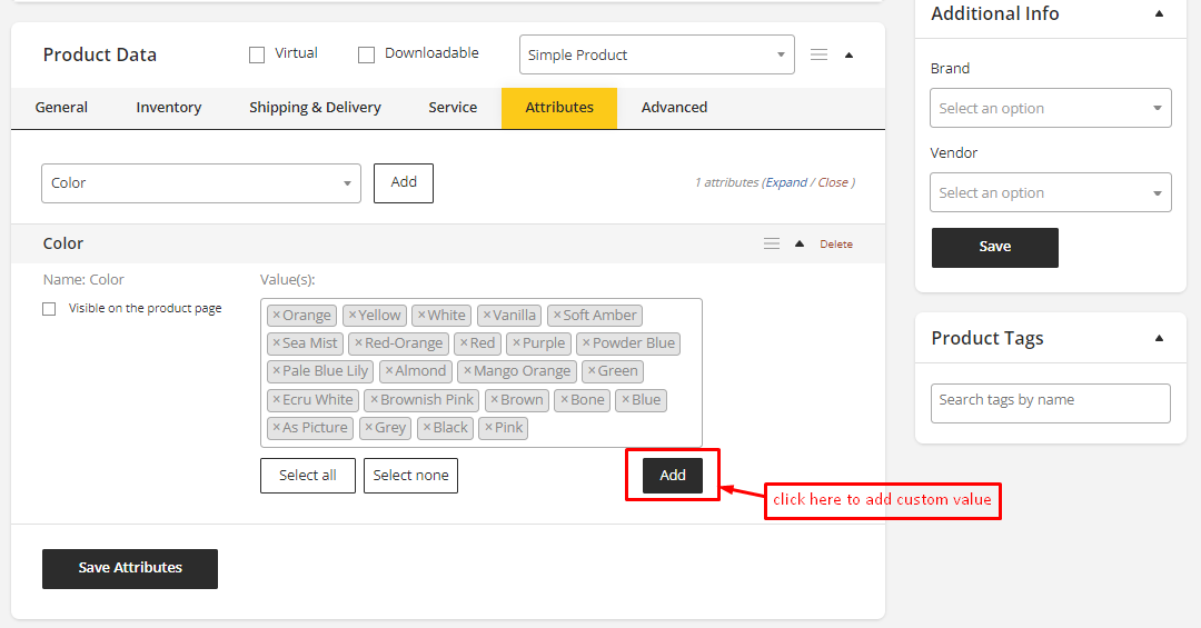 User tab of User exporting