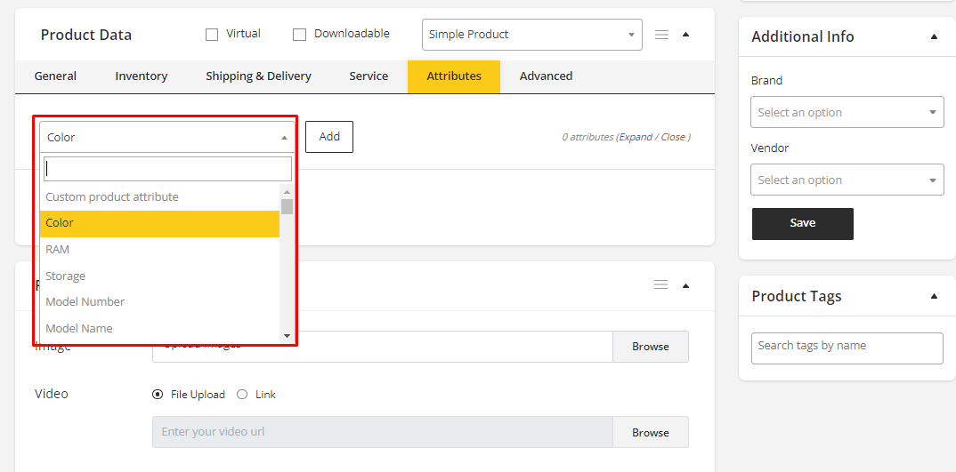 User tab of User exporting