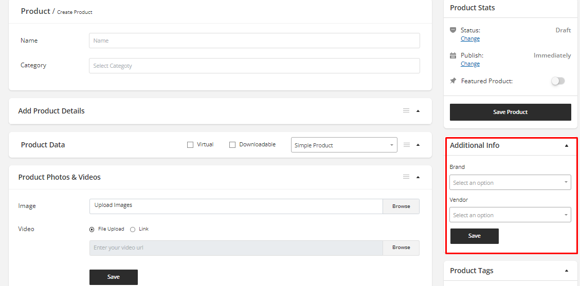 User tab of User exporting