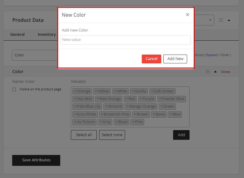 User tab of User exporting