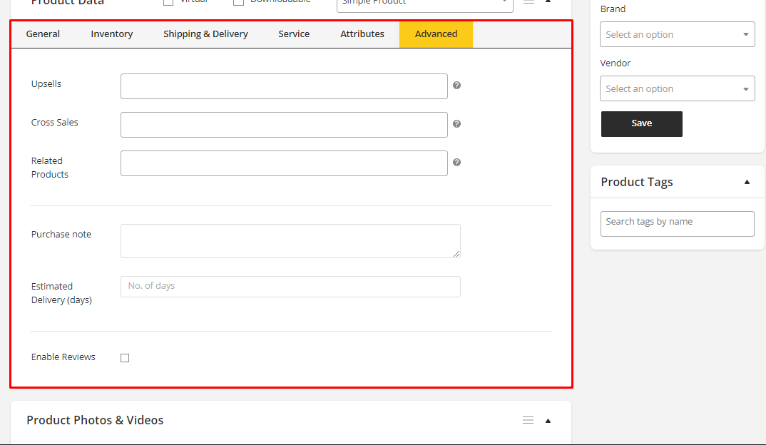 User tab of User exporting