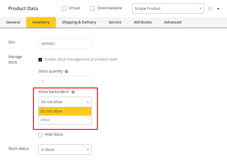 User tab of User exporting
