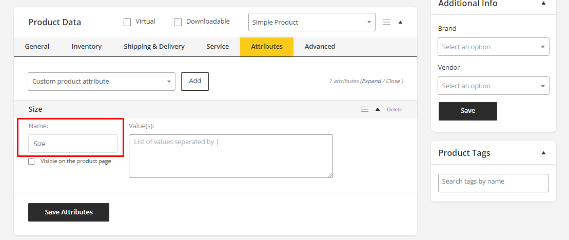 User tab of User exporting