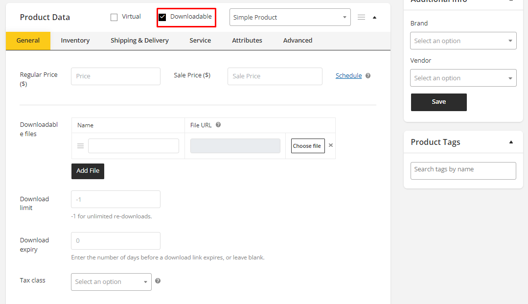 User tab of User exporting