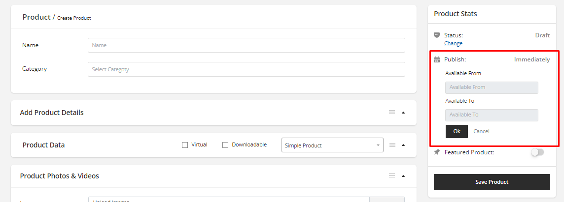 User tab of User exporting