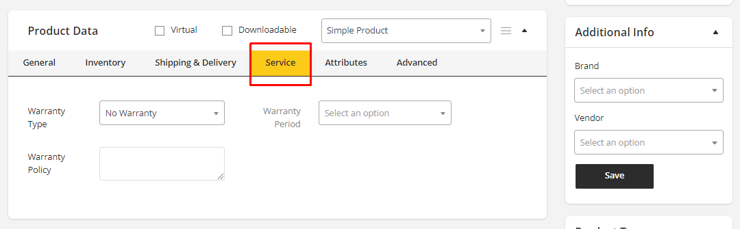 User tab of User exporting