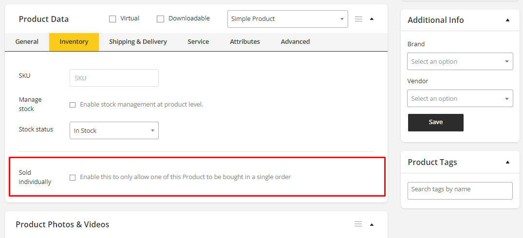 User tab of User exporting