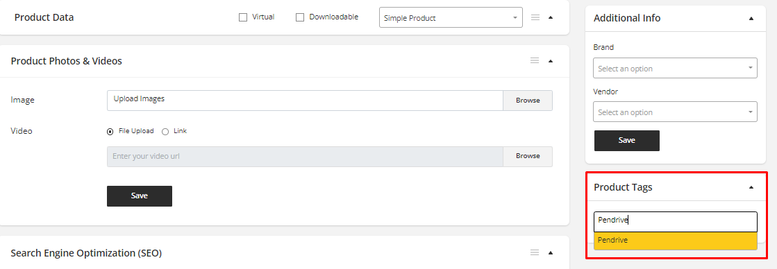 User tab of User exporting