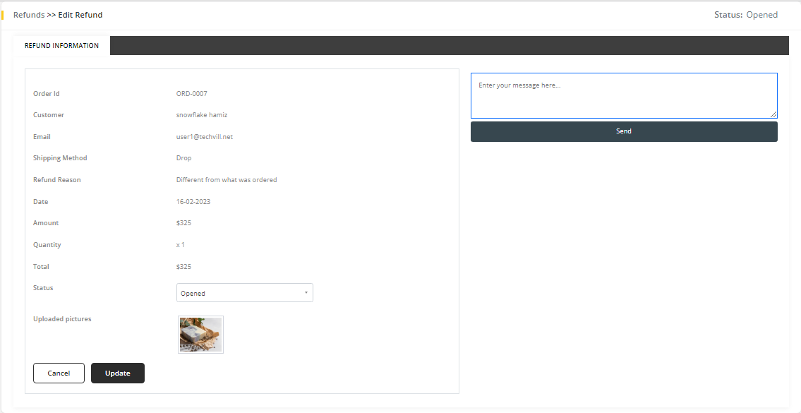 User tab of User exporting