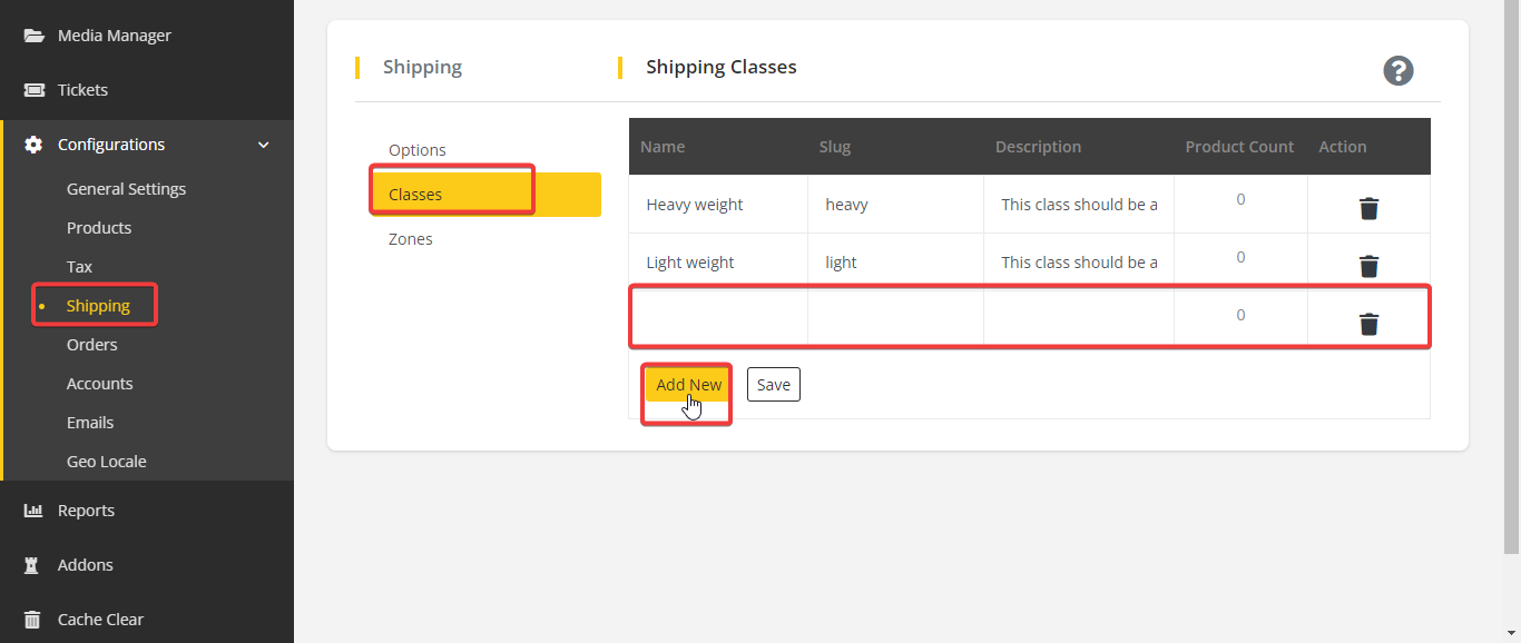 User tab of User exporting