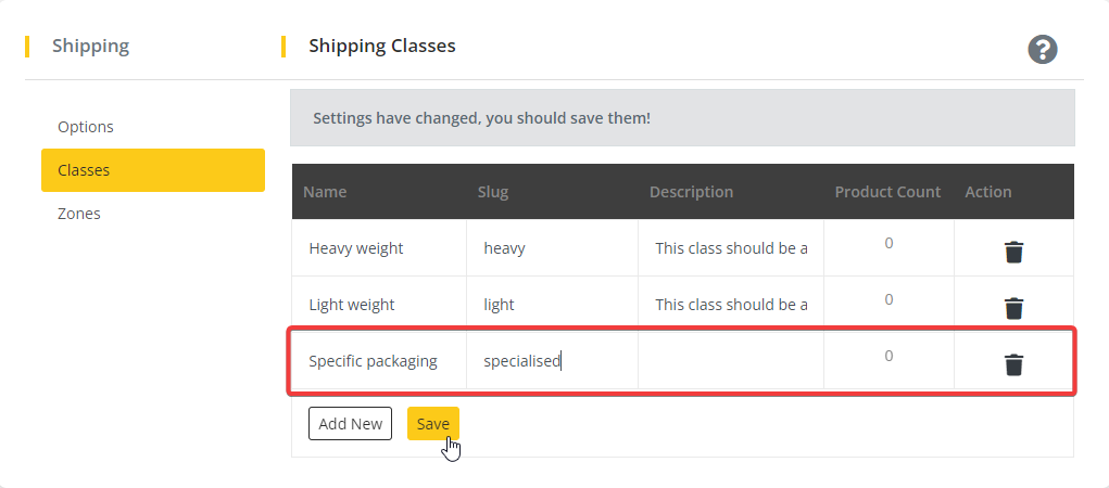 User tab of User exporting