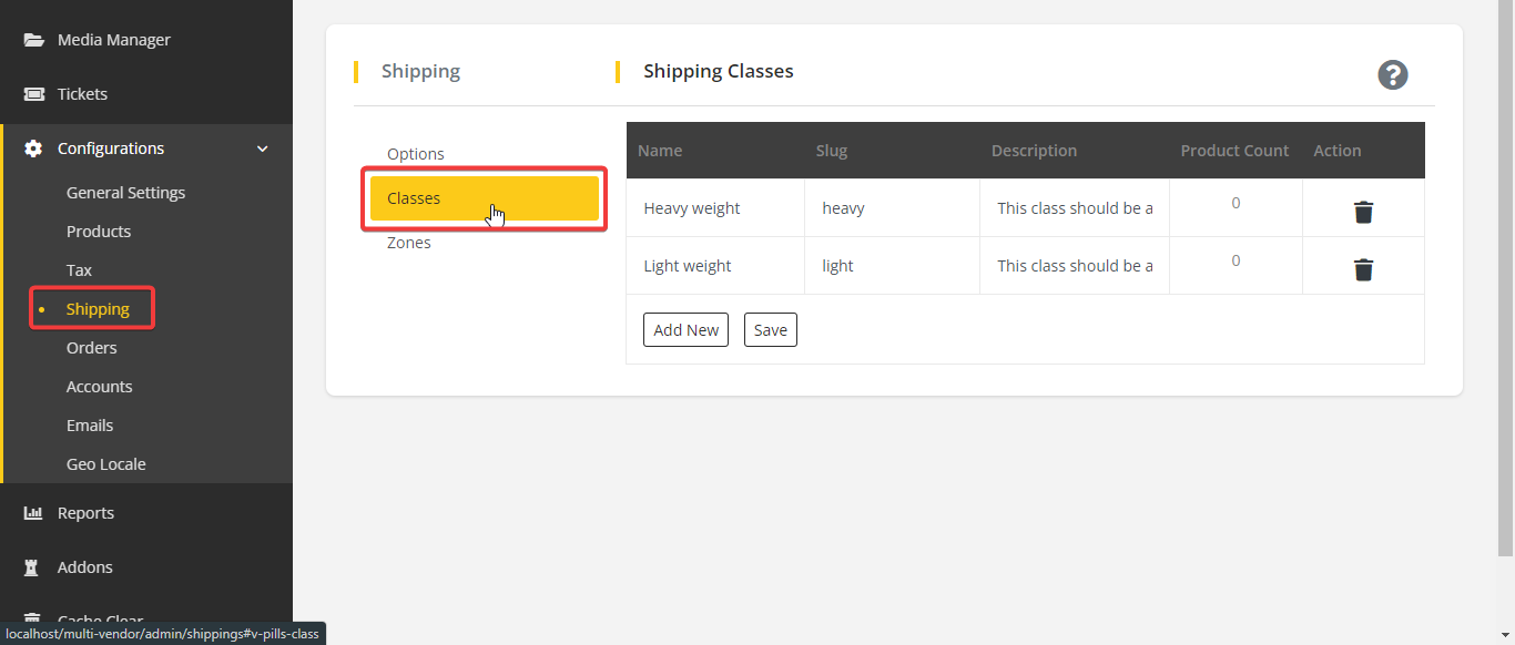 User tab of User exporting