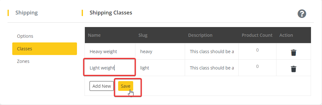 User tab of User exporting