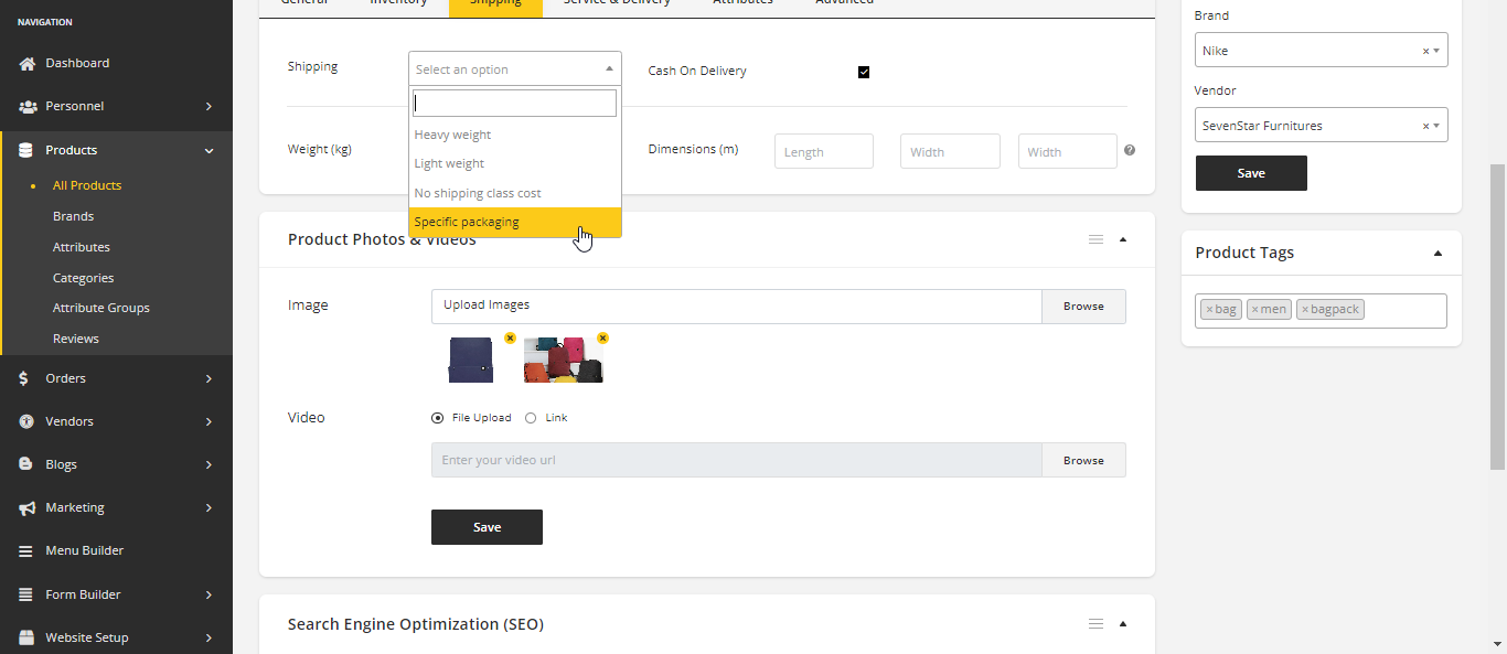 User tab of User exporting